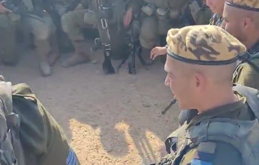 Thumbnail preview image for the video titled: Dozens of soldiers happily sing genocidal song "Mi Meshuga"