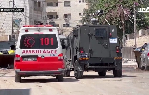 Thumbnail preview image for the video titled: IDF blocking ambulance and harassing paramedics in Jenin