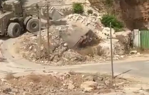 Thumbnail preview image for the video titled: IDF  destroying parked Palestinian vehicles in Jenin