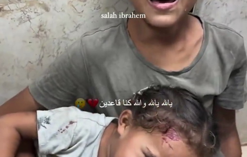 Thumbnail preview image for the video titled: Distraught children survived the strike on Al-Manfalouti school