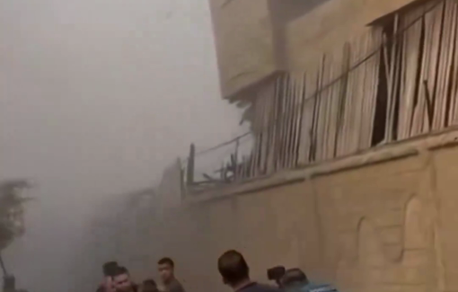 Thumbnail preview image for the video titled: Civilians flee from the vicinity of Al-Ghandour family house after IDF strike