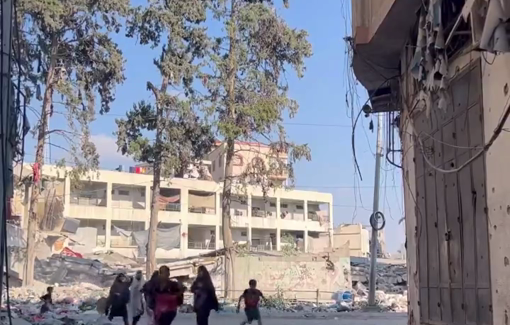 Thumbnail preview image for the video titled: Another live footage of Safad school airstrike