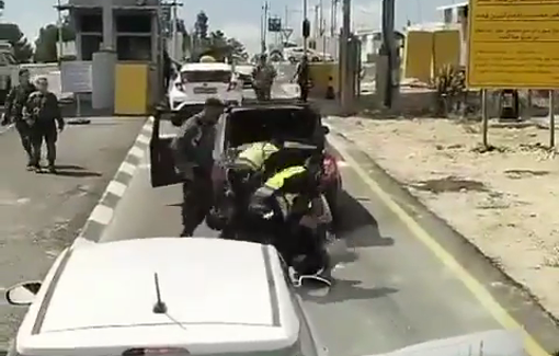 Thumbnail preview image for the video titled: Inhumane treatment on Palestinian at IDF checkpoint in Ramallah