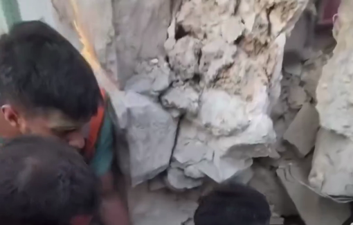 Thumbnail preview image for the video titled: Rescue from the rubble of Safad school: elderly man, child dead