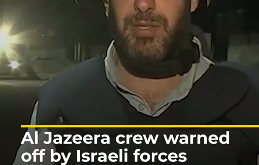 Thumbnail preview image for the video titled: Al Jazeera correspondent  had to end a live report under Israeli Army threat