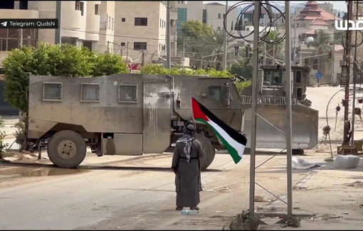 Thumbnail preview image for the video titled: Proudly defying IDF vehicles raiding Tulkarm