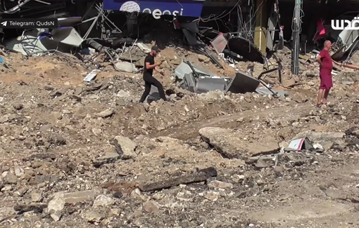 Thumbnail preview image for the video titled: Palestinians inspect the severe damage caused by Israeli Army at Cinema Roundabout