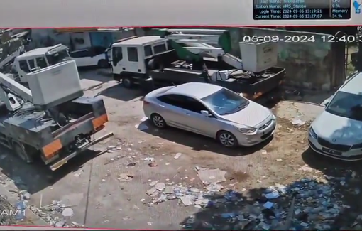 Thumbnail preview image for the video titled: CCTV captures IDF destroying vehicles electricity company vehicle and municipality parking lot