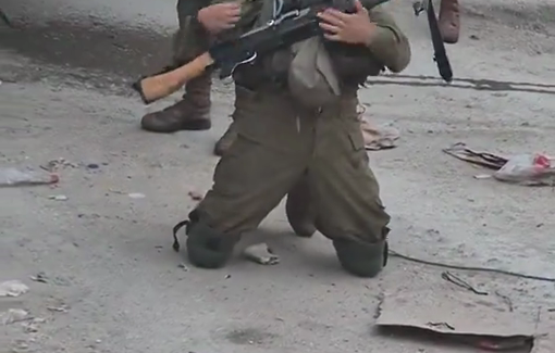 Thumbnail preview image for the video titled: After displacing most of the population of the Jenin refugee camp, Israeli occupation soldiers celebrate as the ongoing offensive