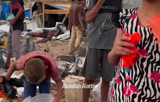 Thumbnail preview image for the video titled: Aftermath of night strike on tents at Al-Aqsa Martyrs Hospital