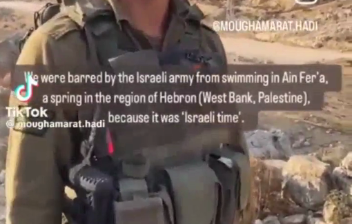 Thumbnail preview image for the video titled: Israeli soldiers admit they are denying Palestinians🇵🇸 access to their own water source in occupied territories