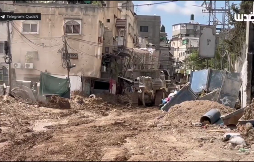 Thumbnail preview image for the video titled: This is what the Israeli army bulldozers are doing right now in city of Tulkarem.