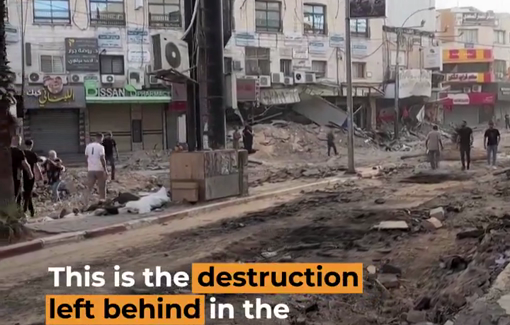 Thumbnail preview image for the video titled: Residents of Jenin in the occupied West Bank assess the huge destruction left by a 10-day Israeli military raid