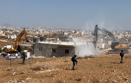 Thumbnail preview image for the video titled: Israeli military demolished Palestinian house and water well  in Hebron hills