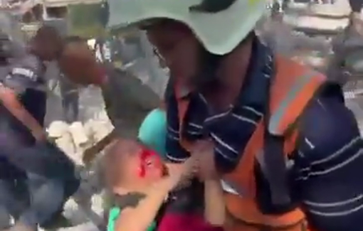 Thumbnail preview image for the video titled: Father bids farewell to daughter 'Shadia' after IDF targets Al-Jaouni school full of displaced people