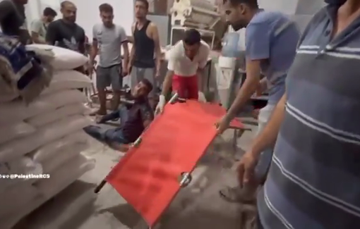 Thumbnail preview image for the video titled: Rescuing wounded men targeted near Sultan Bakery