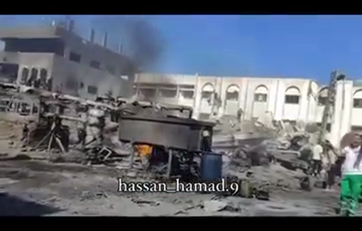 Thumbnail preview image for the video titled: The first moments of the Israeli bombing of an energy factory in Gaza City