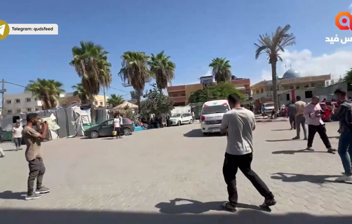 Thumbnail preview image for the video titled: Wounded arrive at Al-Aqsa Hospital after a gunboat targeted their tent