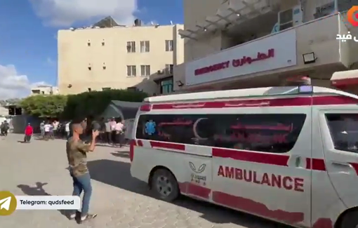 Thumbnail preview image for the video titled: Injuries arrive at Al-Aqsa Hospital after a water truck is targeted