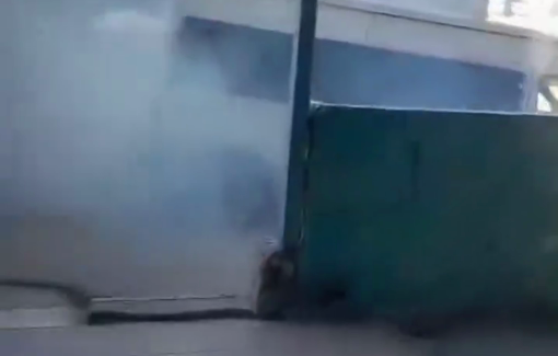 Thumbnail preview image for the video titled: Israeli soldiers use tear gas to force students out of school in Shuafat