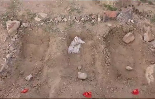 Thumbnail preview image for the video titled: Israeli settlers dug small graves (the size of children) in front of a school for a Palestinian Bedouin community in Jericho