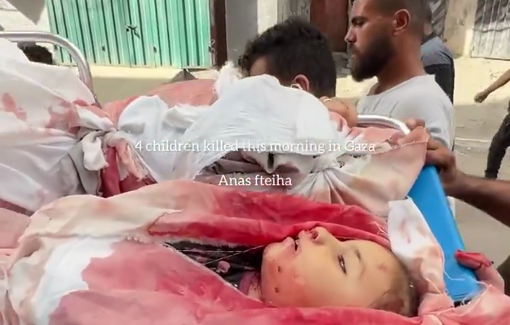 Thumbnail preview image for the video titled: Funeral procession of children killed in Al-Qassas family home