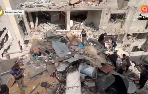 Thumbnail preview image for the video titled: Extensive destruction of Al-Qassas house and surroundings