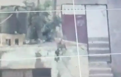 Thumbnail preview image for the video titled: Israeli soldiers throwing bodies of Palestinians off a roof in Qabatiya