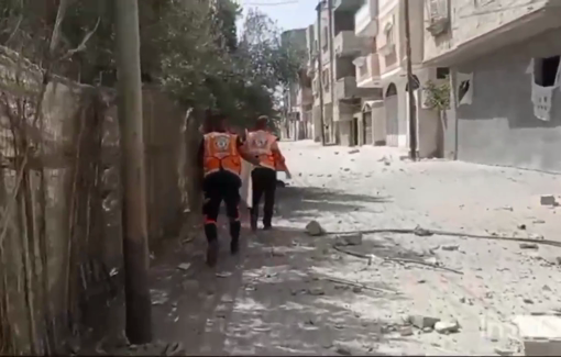 Thumbnail preview image for the video titled: Civil Defense recover the body of a man killed by an Israeli drone