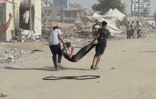 Thumbnail preview image for the video titled: Horrific carnage in Israeli strike on a minibus