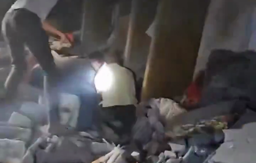 Thumbnail preview image for the video titled: Injured child rescued in search for survivors of IDF night strike