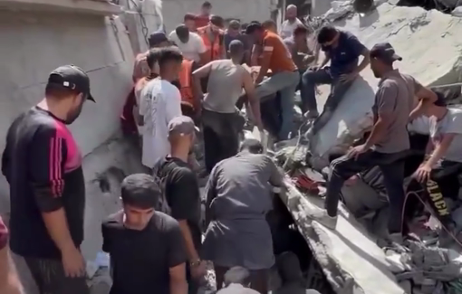 Thumbnail preview image for the video titled: Search for survivors continues after a 6-story building collapses in Sheikh Radwan