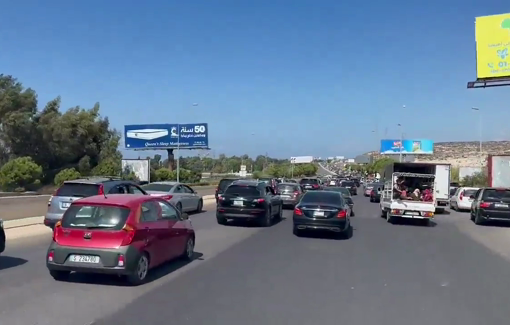 Thumbnail preview image for the video titled: Traffic jams on Lebanese highways as civilians flee Shia-majority Southern Lebanon and the Bekaa Valley