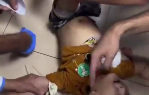 Thumbnail preview image for the video titled: Wounded children targeted by a drone strike - Al-Awda Hospital