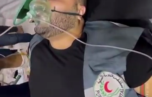 Thumbnail preview image for the video titled: Paramedic injured by Israeli strike on ambulance during a rescue mission