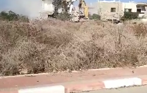 Thumbnail preview image for the video titled: Israeli occupation bulldozers demolish a house in the village of Tura