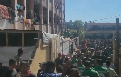 Thumbnail preview image for the video titled: Paramedics arrive at the scene of the Israeli massacre at Hafsa school