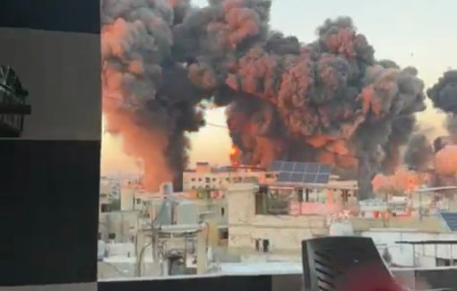 Thumbnail preview image for the video titled: Huge plume of smoke after massive Israeli attack on Beirut in Lebanon