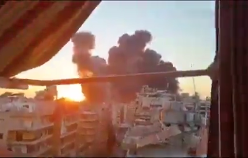 Thumbnail preview image for the video titled: Without warning, Southern Beirut was targeted by more than 20 Israeli airstrikes