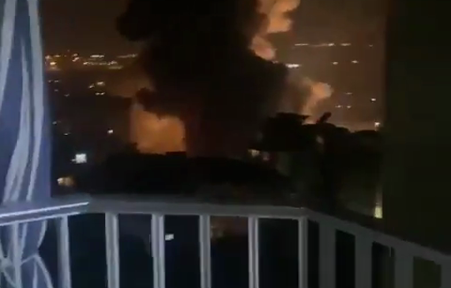 Thumbnail preview image for the video titled: Southern Beirut tonight under the Israeli intense shelling after an evacuation order 2 hours ago