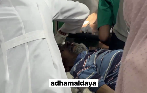 Thumbnail preview image for the video titled: Man being treated for injuries sustained in Israeli strike of Farajallah family