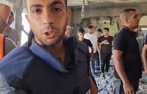 Thumbnail preview image for the video titled: Search efforts amid destruction of Umm al-Fahm school by IDF airstrike