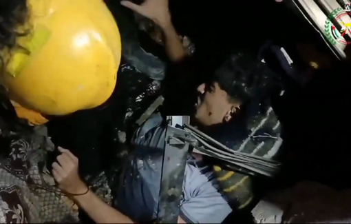 Thumbnail preview image for the video titled: Man rescued from the rubble of Qashlan family home