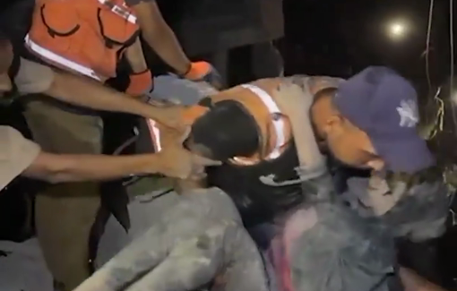 Thumbnail preview image for the video titled: Injured women and children rescue from the rubble