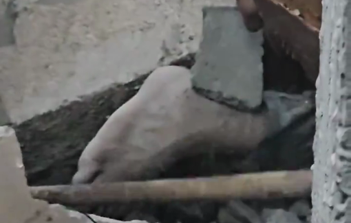 Thumbnail preview image for the video titled: Leg of a martyr buried under the rubble