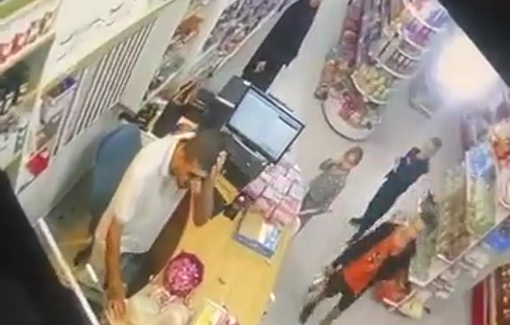 Thumbnail preview image for the video titled: Shop CCTV captures the moment of the Israeli airstrike on Tulkarm cafe