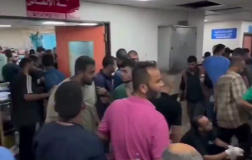 Thumbnail preview image for the video titled: Hospital flooded with casualties from IDF mosque massacre