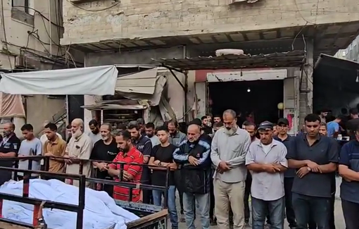 Thumbnail preview image for the video titled: Funeral prayer in the street for Jabalia martyrs of IDF assault