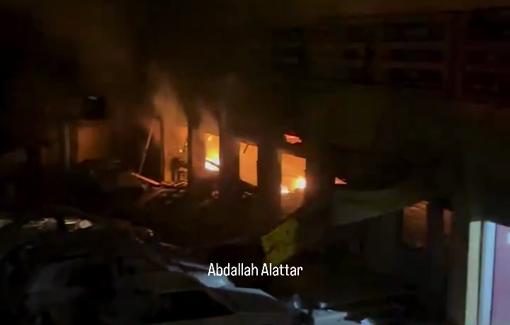 Thumbnail preview image for the video titled: Fire breaks out inside Ibn Rushd school following IDF night strike