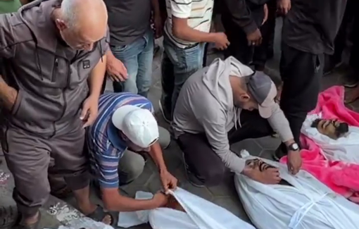 Thumbnail preview image for the video titled: Families grieve victims of IDF massacre at Al-Aqsa Martyrs mosque